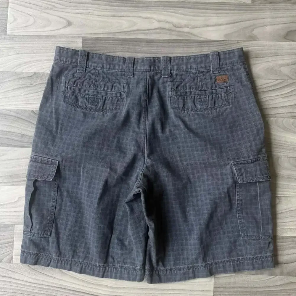 IZOD Vintage Y2K Cargo Shorts Gray Plaid Size 38